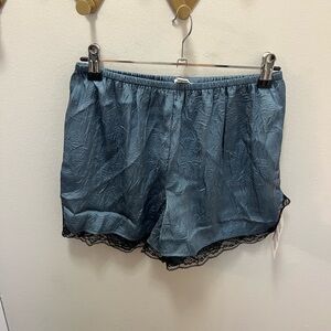 Topshop Blue Women's Sleep Shorts with Lace Trim